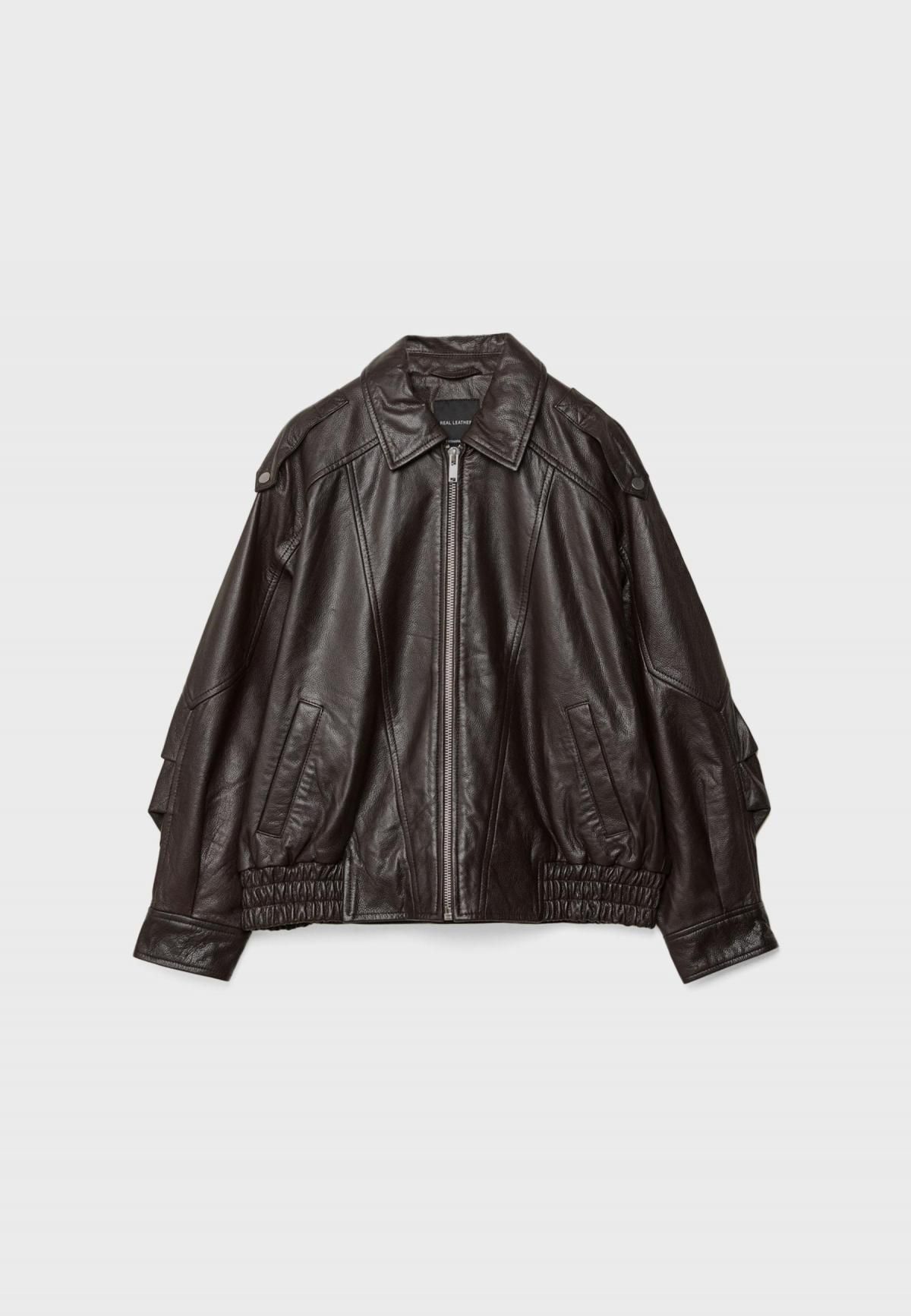 스트라디바리우스 오버사이즈 가죽 재킷 5704/808 BROWN