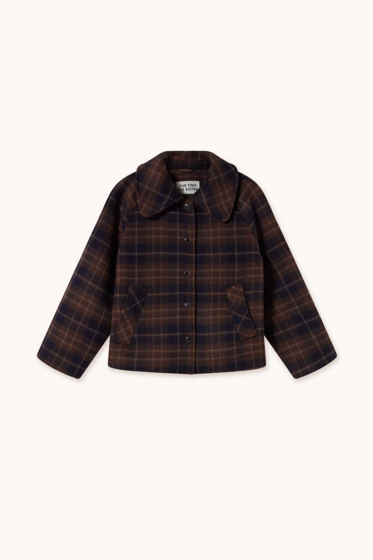 타이니코튼 체크 패턴 다크브라운 숏코트 AW25-769M05 ONE COLOR - 메인 이미지