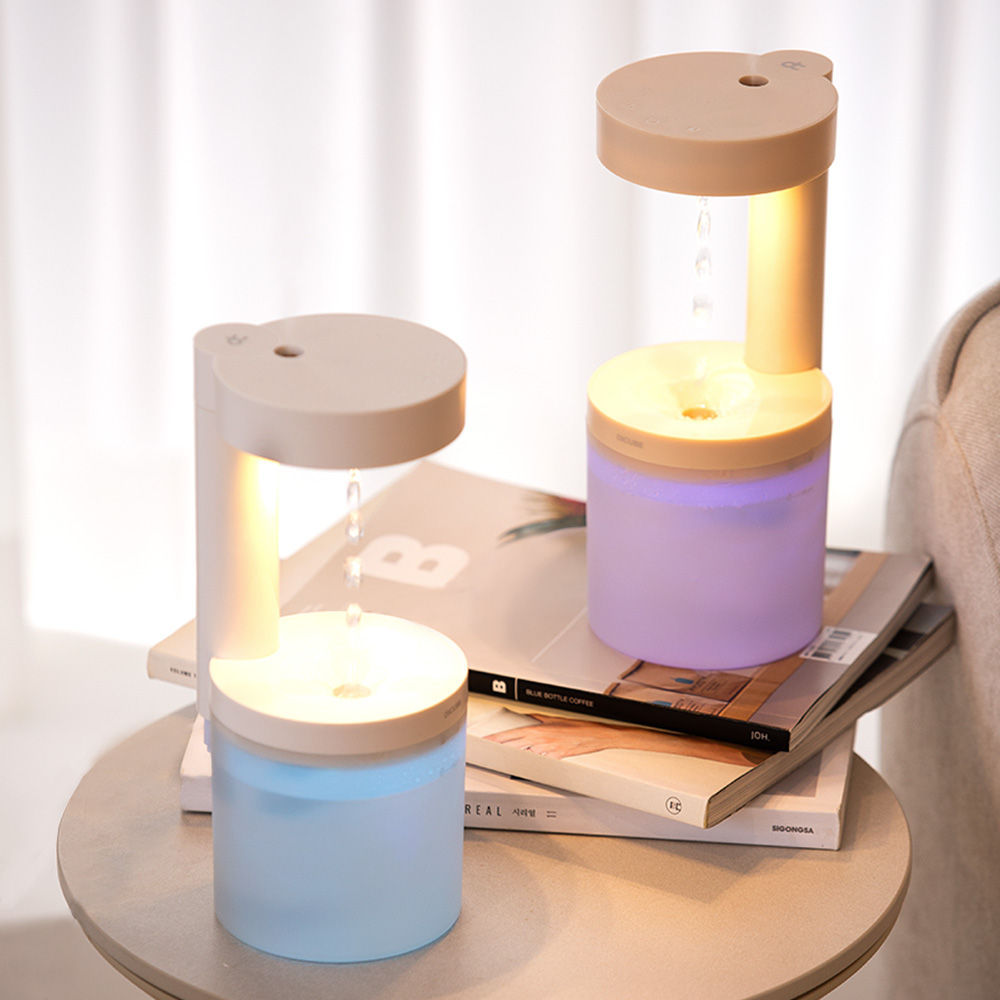 거꾸로 물멍 가습기 사무실 탁상용 미니 가습기 무중력 무드등 고양이