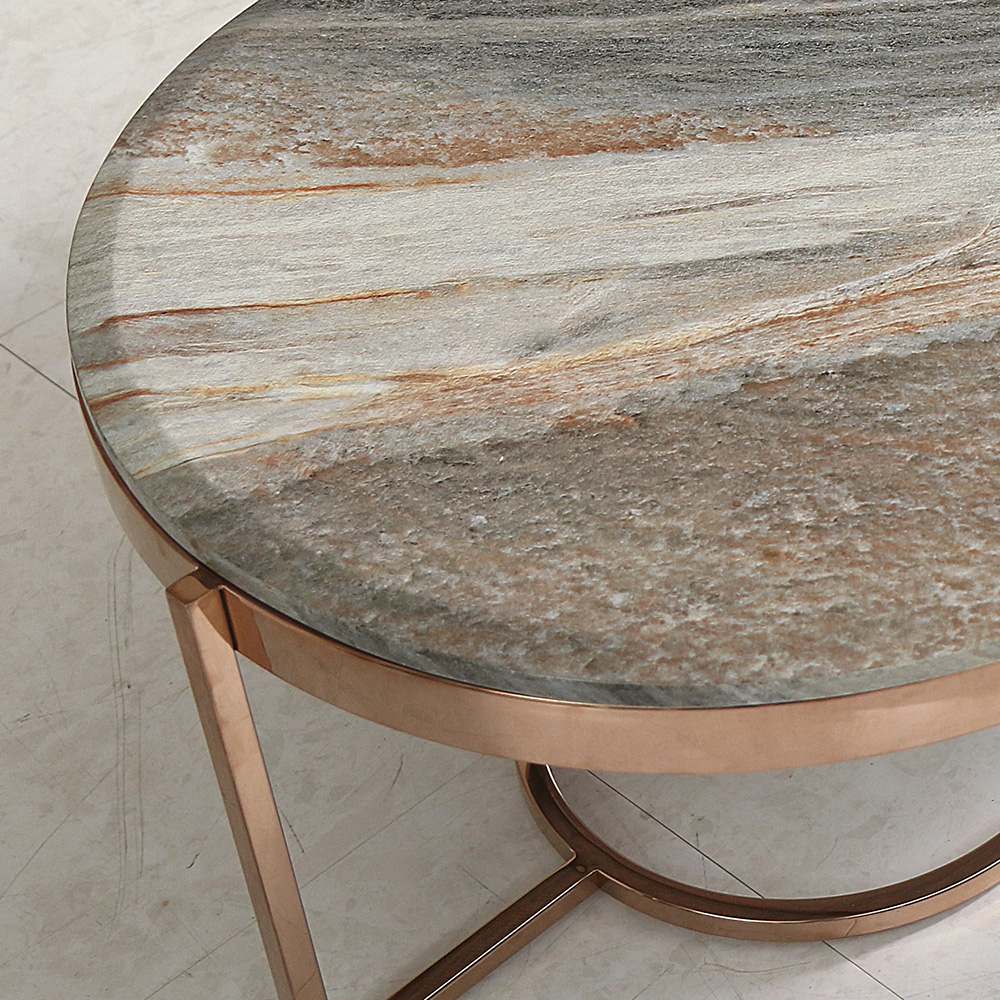 스코나 아먼드 스텐 로즈골드 대리석 거실 소파 테이블 좌탁