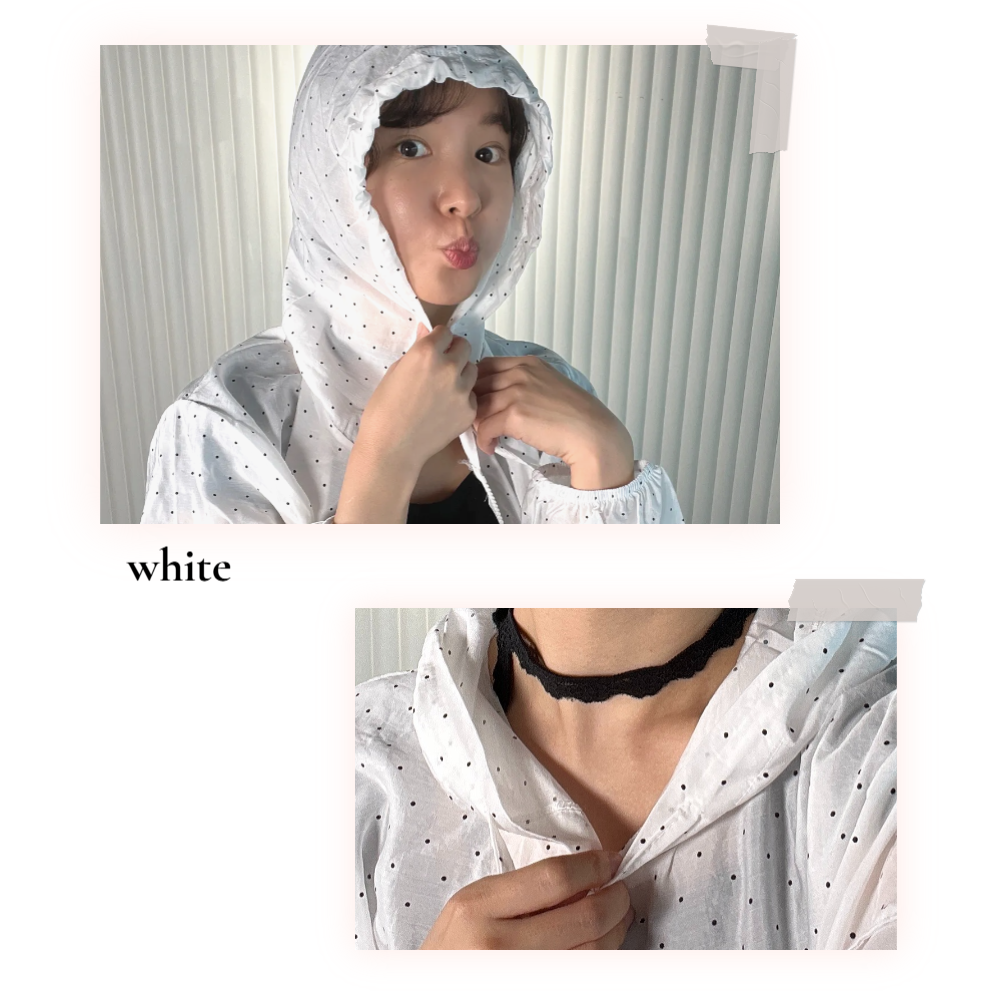 도트 후드 바람막이 시스루 땡땡이 얇은 점퍼 - 상세 이미지 3