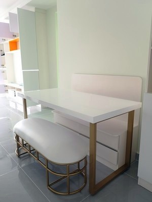 호텔 벤치 카페 고급 소파 스툴 스타일 인테리어 긴 거실 휴식 예쁜 의자 60x35x45cm 회색 - 상세 이미지 4