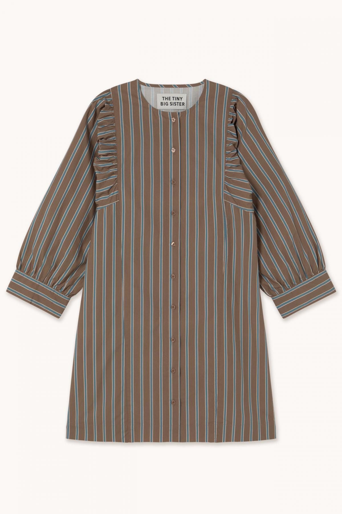 타이니코튼 모카 스트라이프 루즈핏 미니 원피스 AW25-633S37 ONE COLOR - 상품 이미지