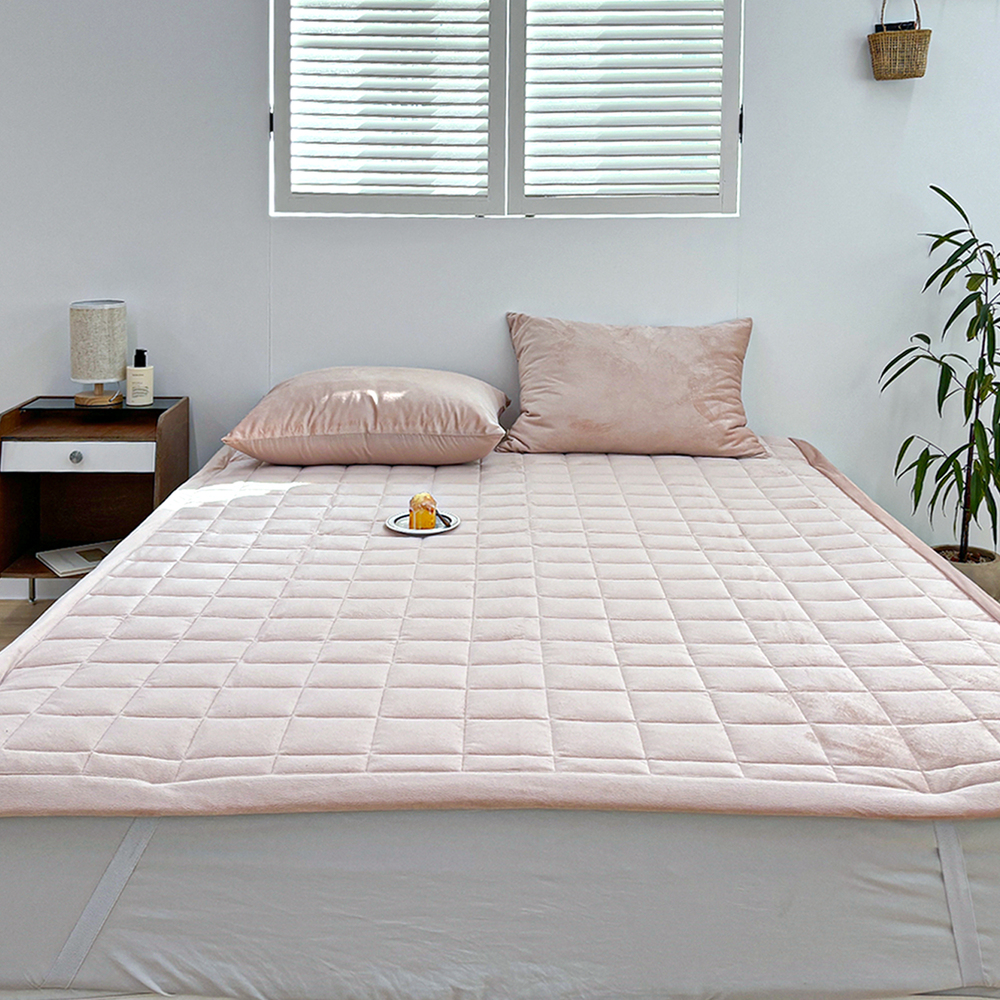 포근한 윈터테일 겨울 밍크 극세사 고정밴딩 침대패드 핑크 버니, DK(더블킹)