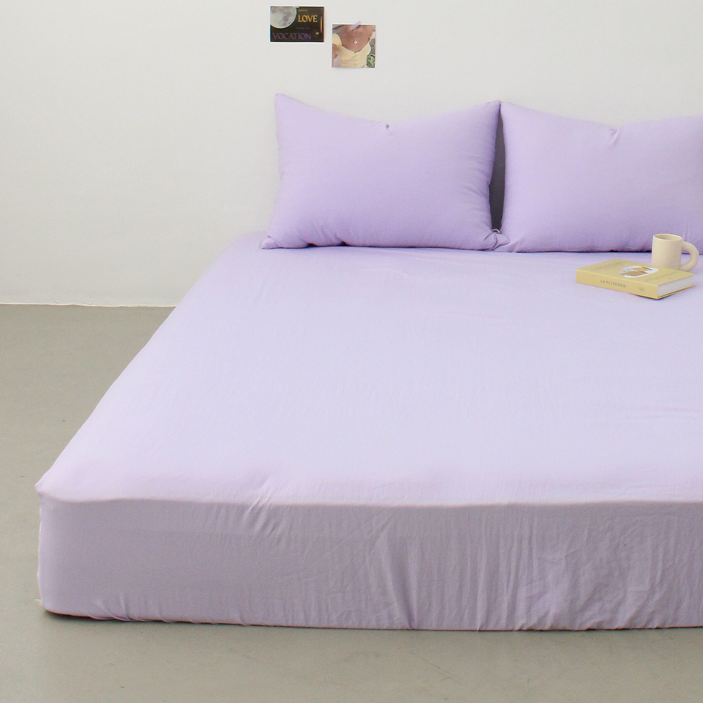 부드러운 아멜리 워싱 사계절 매트리스커버 파스텔 라일락, S(싱글)