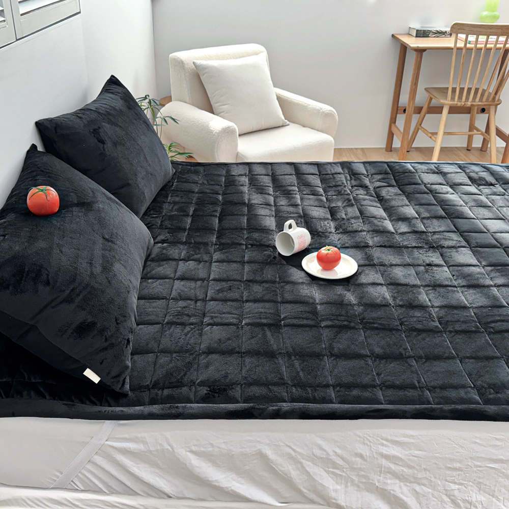 포근한 윈터테일 겨울 밍크 극세사 고정밴딩 침대패드 블랙 캣, SS(슈퍼싱글)