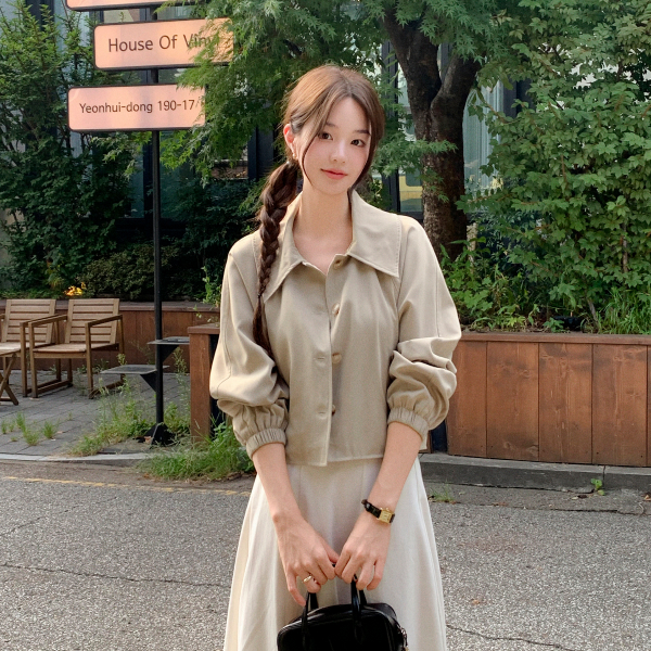 크롭 점퍼 카라넥 아우터 간절기 데일리 캐주얼 하객룩 jp729 - 메인 이미지