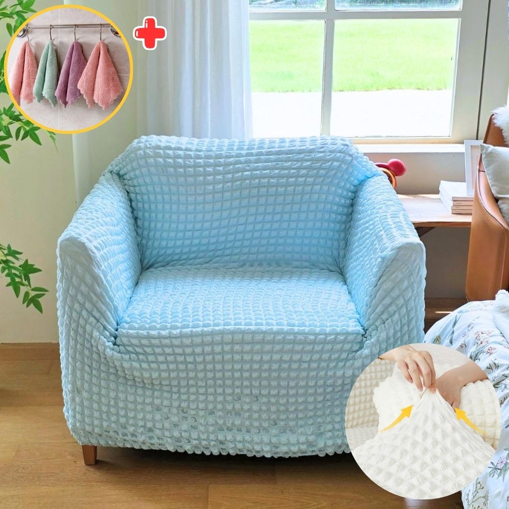 스판 고타력 쇼파커버 사계절 가죽 소파커버링 제작 카우치 리클라이너 덮개 스카이블루 1인용