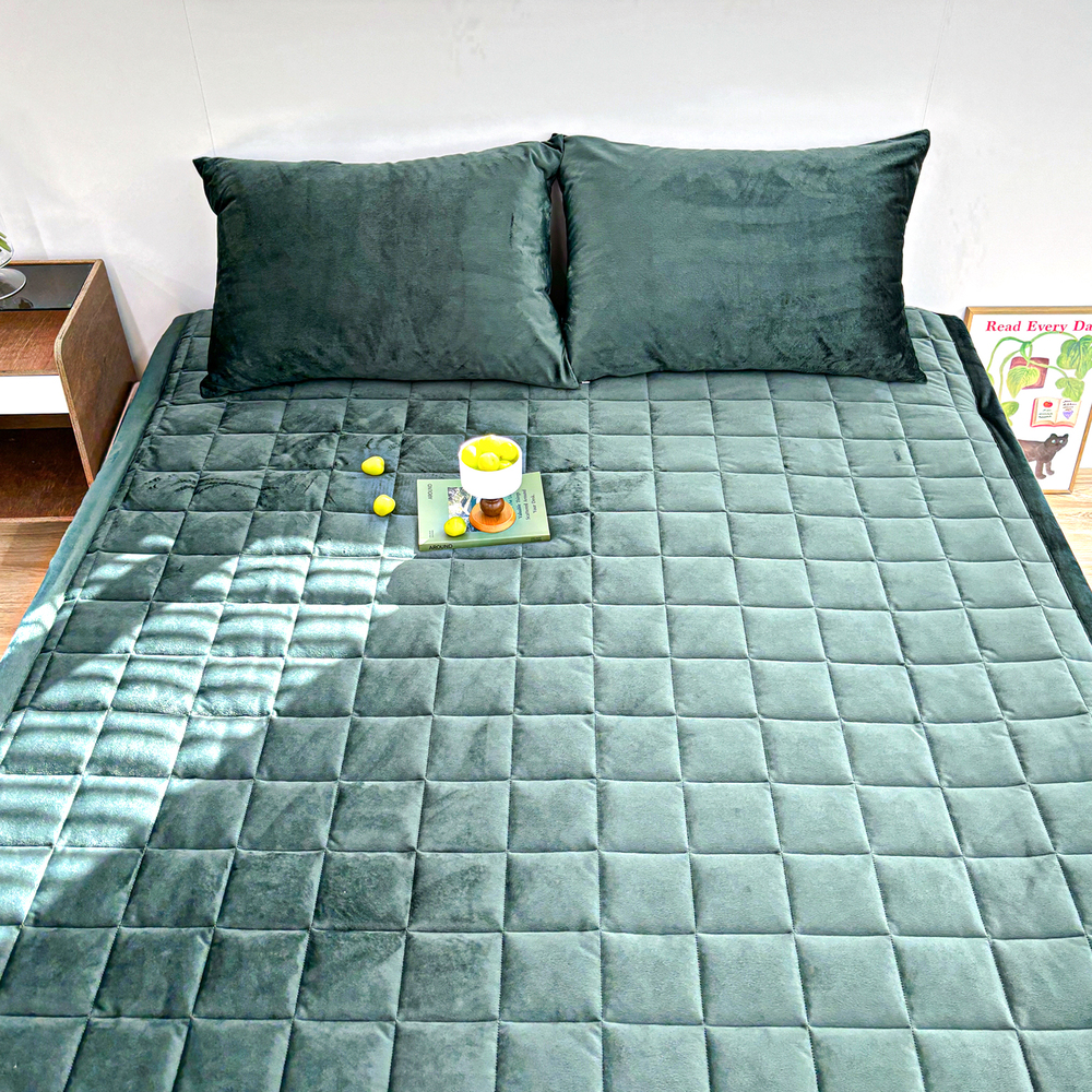 포근한 윈터테일 겨울 밍크 극세사 고정밴딩 침대패드 에버그린, SS(슈퍼싱글)