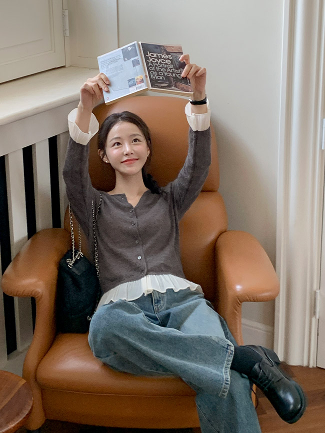 알파카 울 프릴 긴팔 가디건 cd3448 - 상세 이미지 2