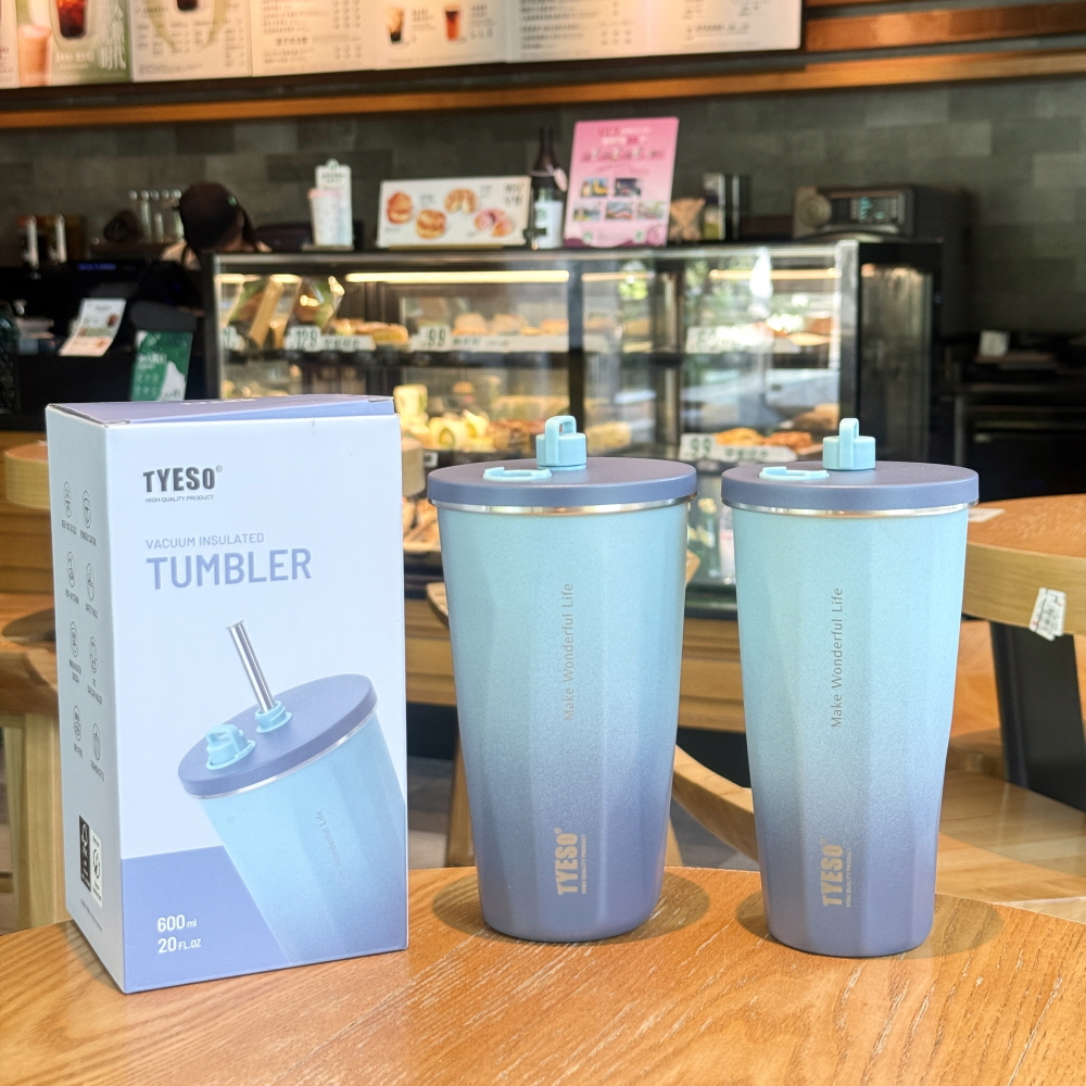 TYESO 스텐 텀블러 올스텐 대용량 텀블러 보냉 보온 빨대 직장인 운동 600ml, 그레이 - 상세 이미지 5