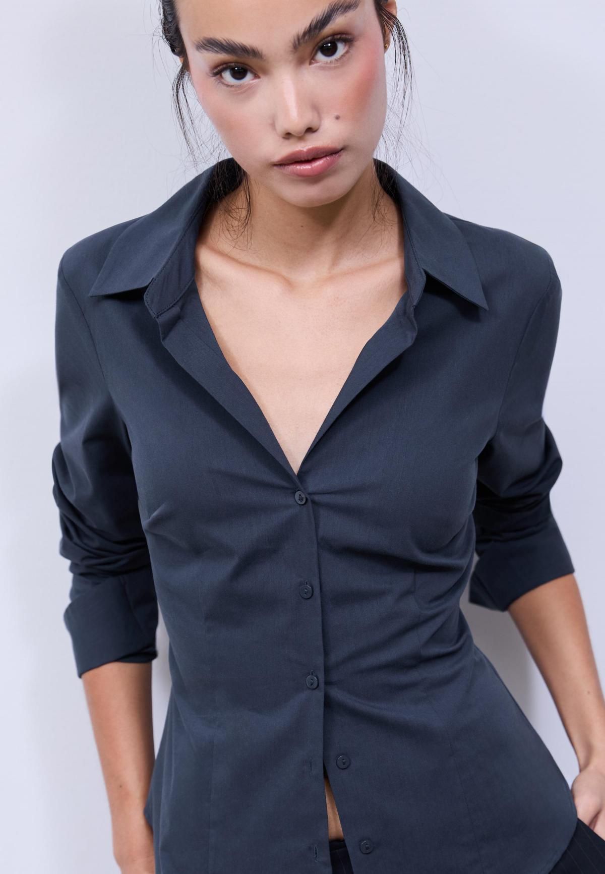 스트라디바리우스 베이직 네이비 슬림핏 긴팔 셔츠 6012/703 NAVY BLUE - 상세 이미지 5