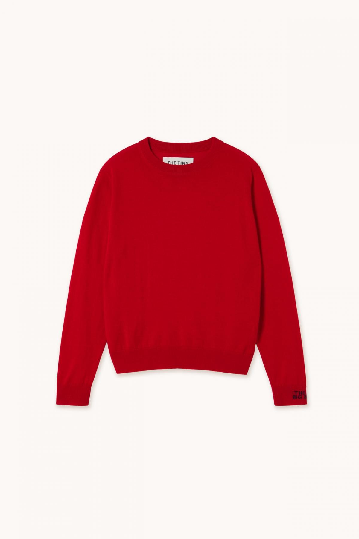 타이니코튼 베이직 라운드넥 레드 니트 스웨터 AW25-796S47 ONE COLOR - 상품 이미지