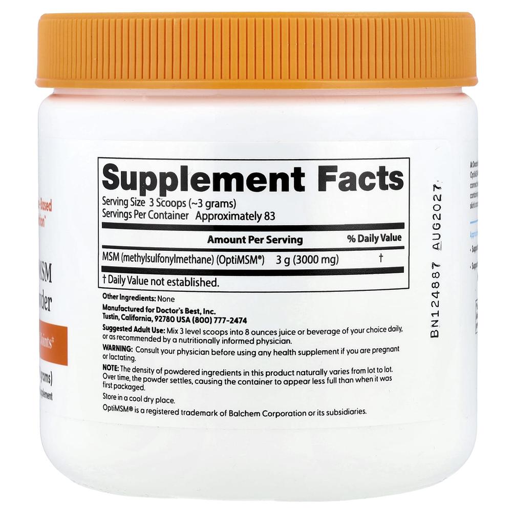 닥터스베스트 MSM OptiMSM 파우더 분말 엠에스엠 식이유황 250g - 상세 이미지 2