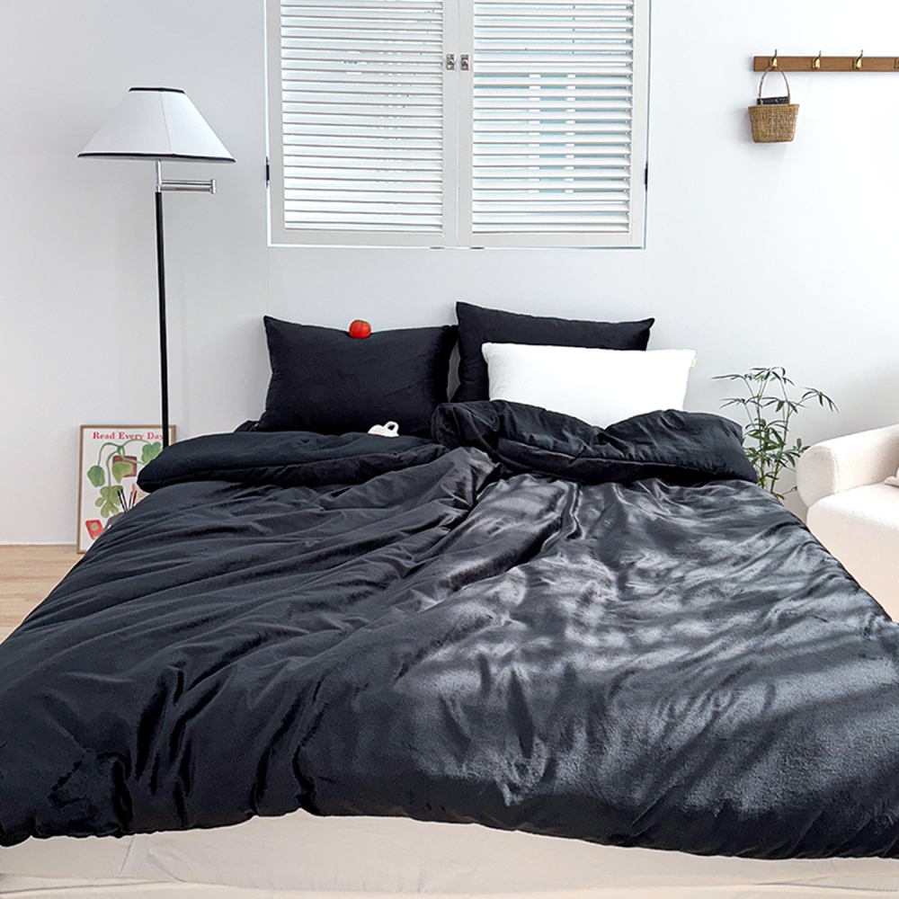 포근한 윈터테일 리버서블 겨울 밍크 극세사 옥수수솜 무봉제 차렵이불 세트 블랙 캣, SS패드세트(이불+베개커버+침대패드)