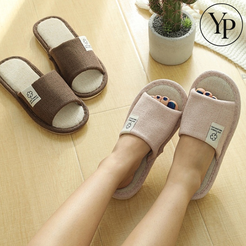 린넨 거실 슬리퍼 푹신 발편한 소음방지 사무실 가정용 손님화 패브릭 골지 슬리퍼
