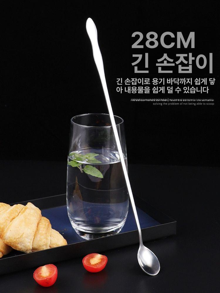 숟가락 긴 손잡이 스테인리스 스틸 식사 스테인레스 조미료 디저트 큰 스푼 조리기구 원형 스푼 30CM - 상세 이미지 4