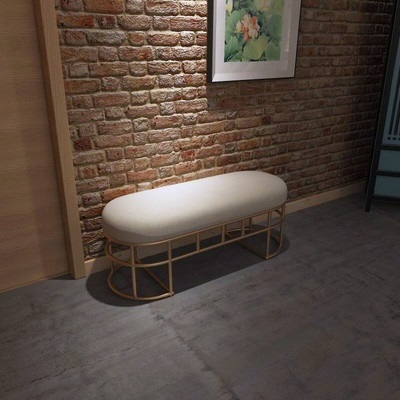 호텔 벤치 카페 고급 소파 스툴 스타일 인테리어 긴 거실 휴식 예쁜 의자 60x35x45cm 회색 - 상세 이미지 2