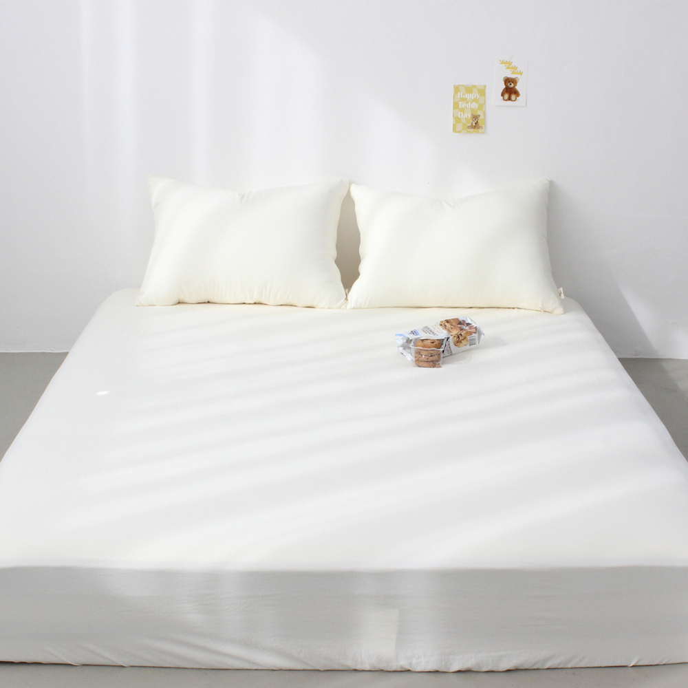 부드러운 아멜리 워싱 사계절 매트리스커버 펄 아이보리, S(싱글)