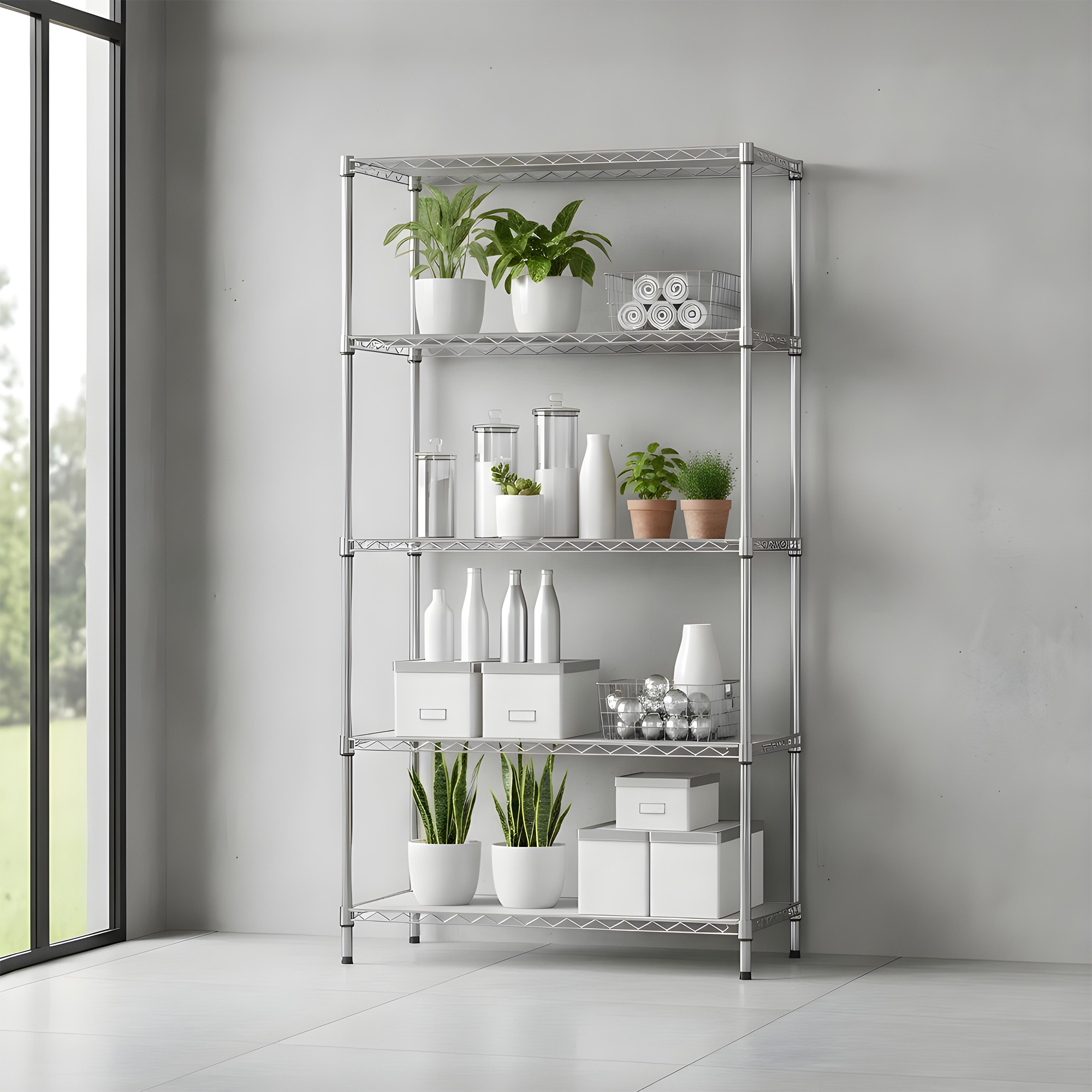 선반 수납선반 팬트리 모듈 다용도 철제 스텐 선반장 메탈 7503401450 5단