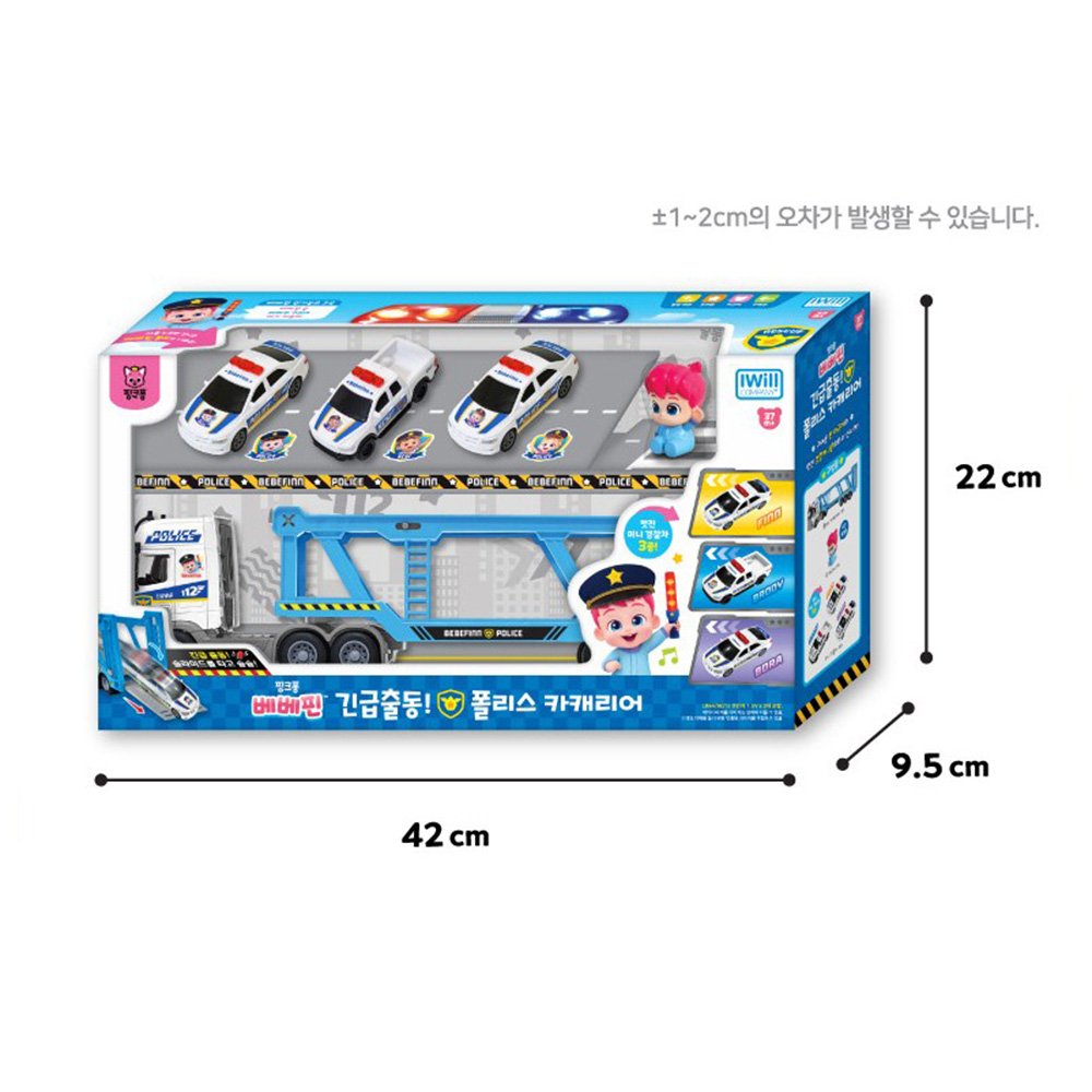 핑크퐁 베베핀 경찰차 캐리어카 미니카 장난감 유아 아기 남자아이 자동차 놀이 스티커 세트 이미지 7