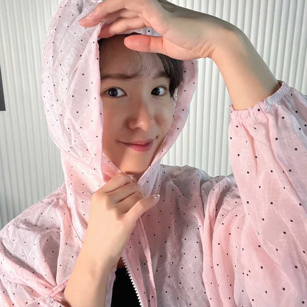 도트 후드 바람막이 시스루 땡땡이 얇은 점퍼 이미지 6