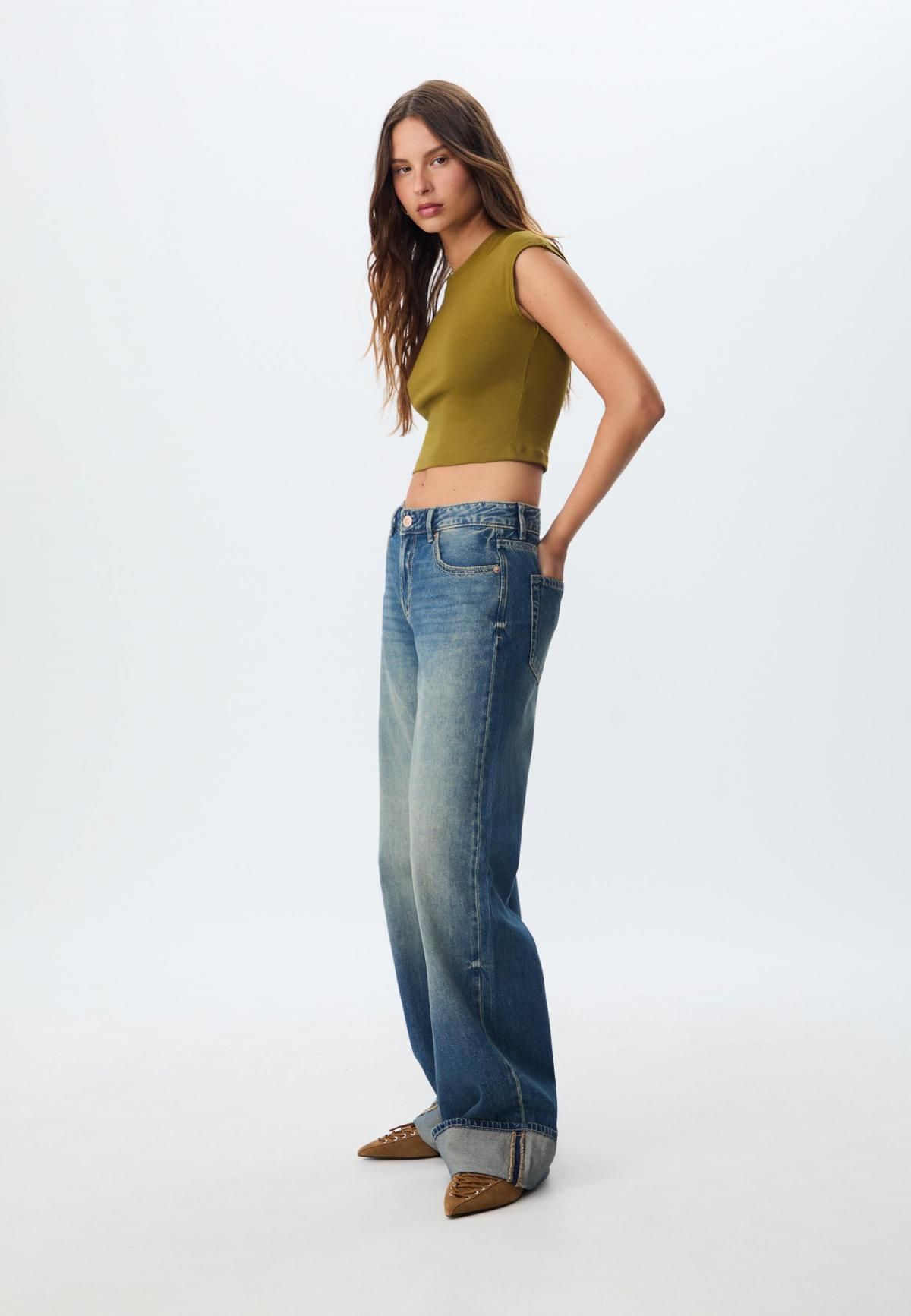스트라디바리우스 로우라이즈 와이드핏 데님 청바지 1441/899 MEDIUM BLUE DENIM - 상세 이미지 2
