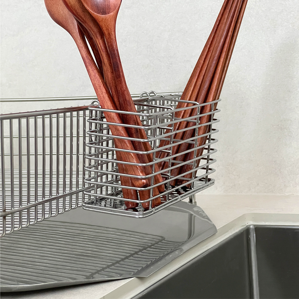 걸이형 스텐 수저통 물빠짐 조리도구통 숟가락 분리함 사각 수저집 걸이 보관함 설거지 꽂이