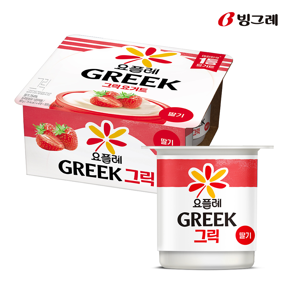 빙그레 요플레 그릭 딸기 80g X 4개 그릭요거트