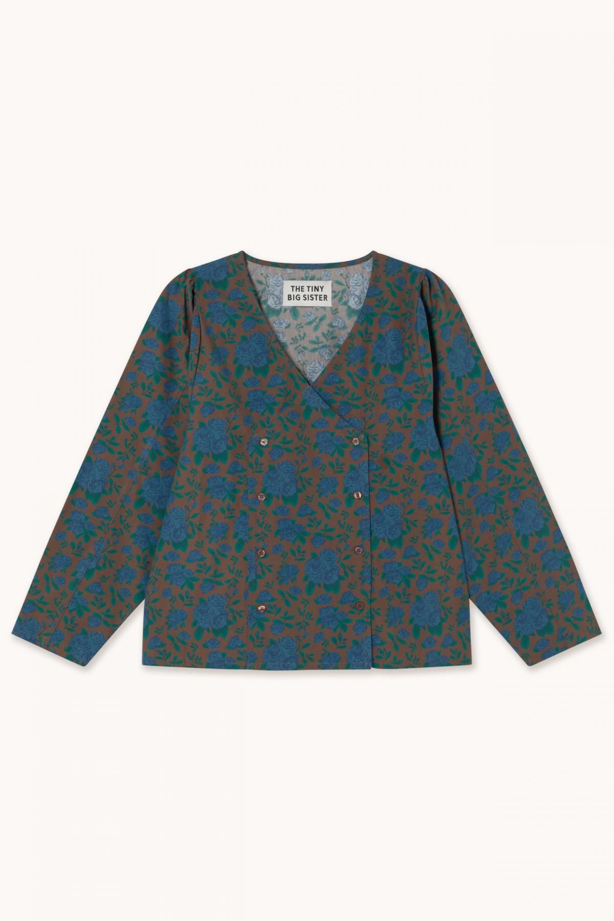 타이니코튼 다크브라운 플라워 브이넥 패턴 블라우스 AW25-638M05 ONE COLOR - 메인 이미지