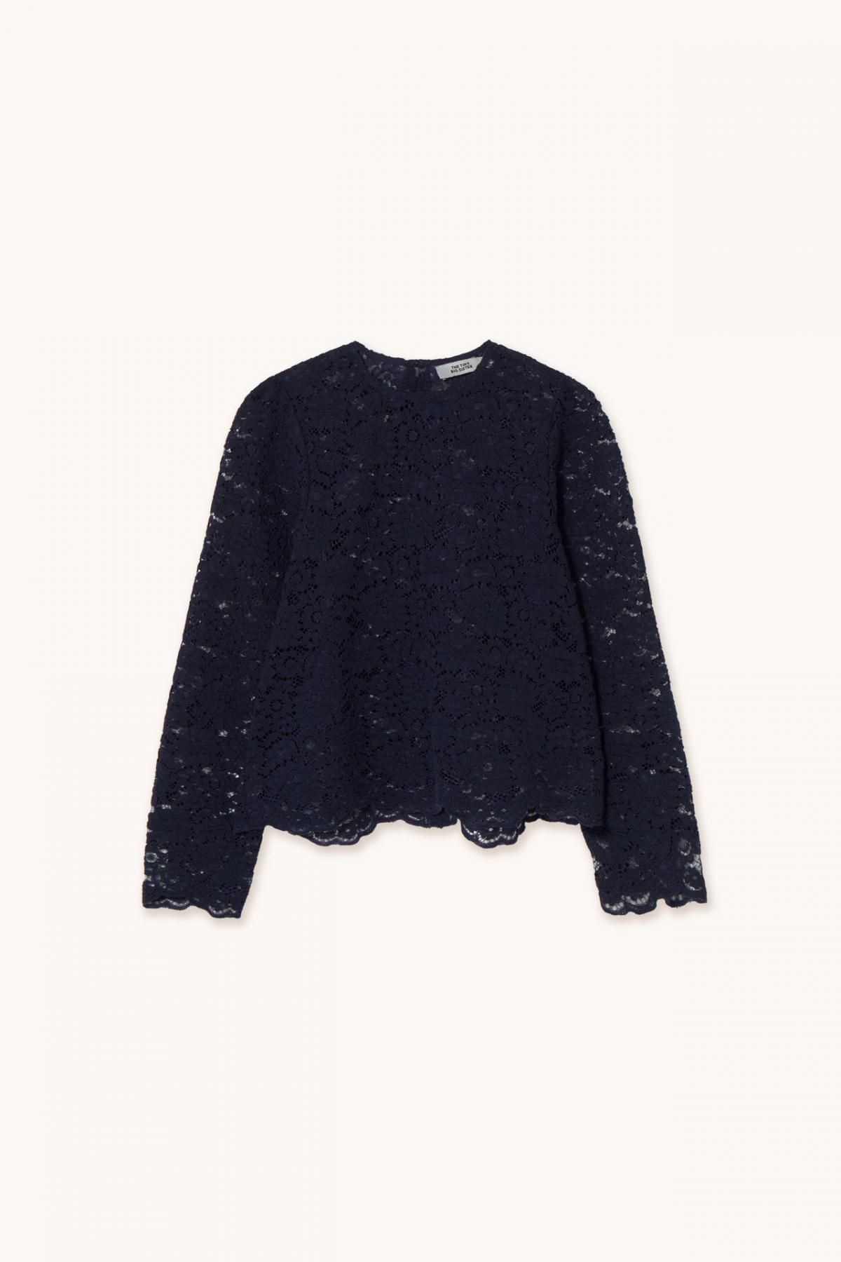 타이니코튼 레이스 네이비 블라우스 AW25-602107 NAVY - 상품 이미지