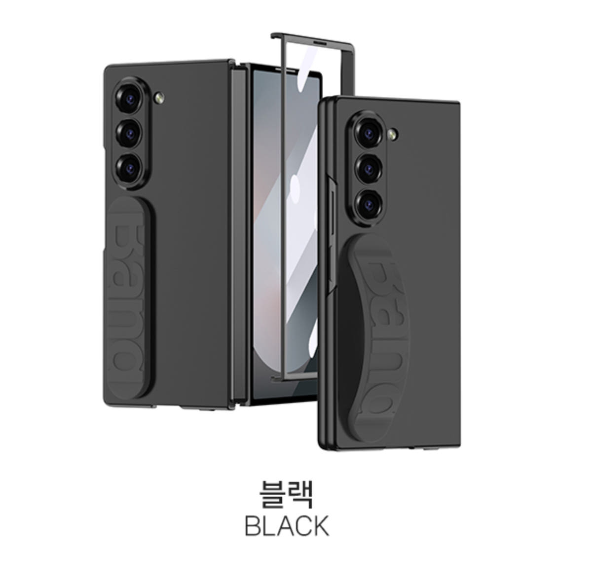 실리콘 그립 스트랩 커버 케이스 블랙, 갤럭시Z 폴드6 - 상세 이미지 4