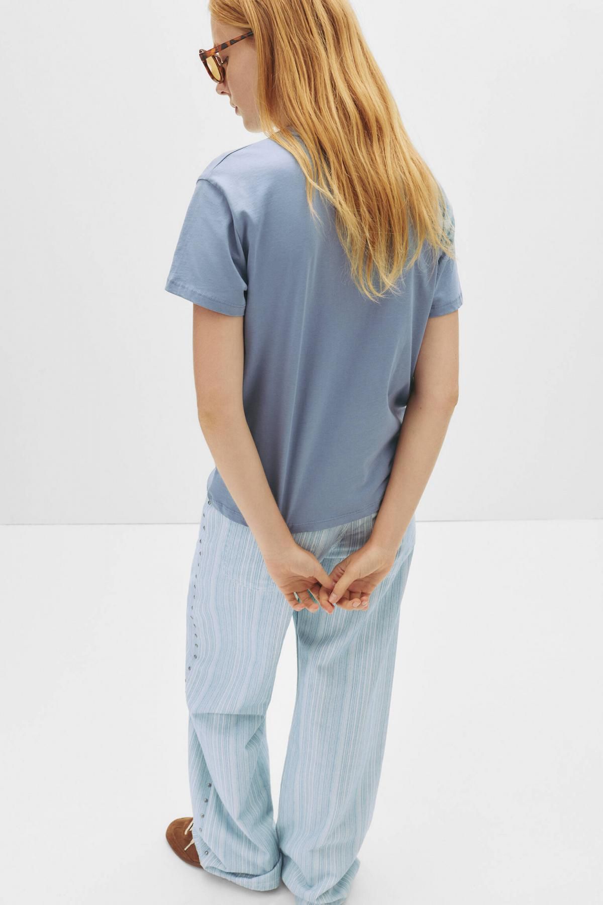 풀앤베어 캐주얼 레터링 크루넥 반팔 티셔츠 7153/308 MEDIUM BLUE - 상세 이미지 3