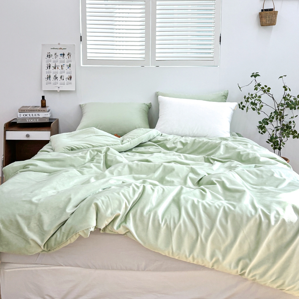 포근한 윈터테일 리버서블 겨울 밍크 극세사 옥수수솜 무봉제 차렵이불 세트 페어리 라임, DK패드세트(이불+베개커버+침대패드)