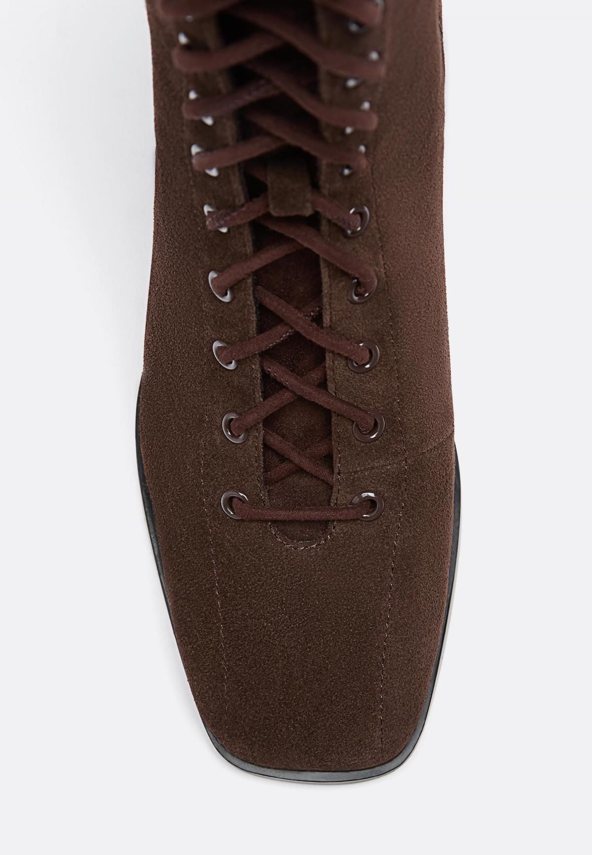 스트라디바리우스 트렌디 레이스업 레더 하이힐 앵클부츠 9949/678 BROWN - 상세 이미지 4