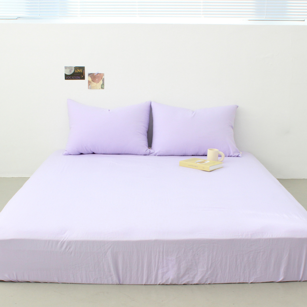 부드러운 아멜리 워싱 사계절 매트리스커버 파스텔 라일락, S(싱글)