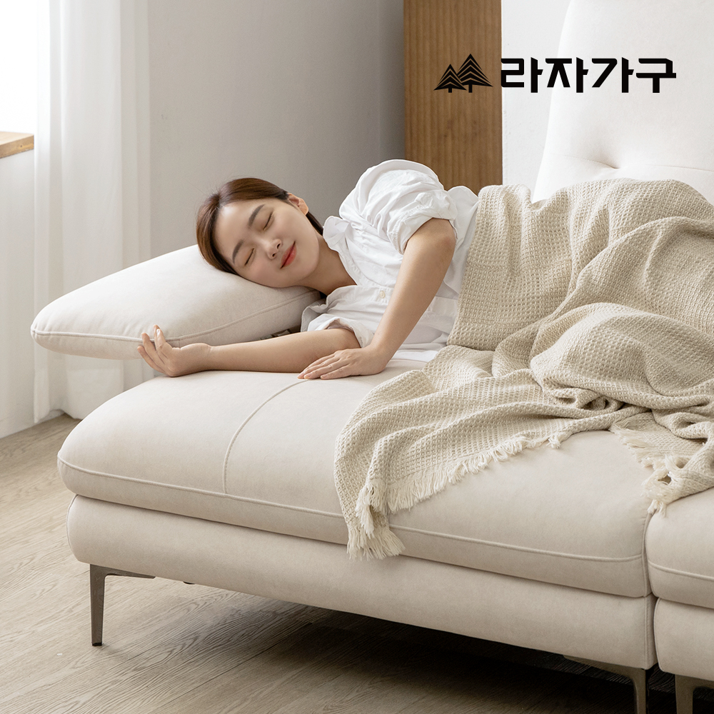 라자가구 제이드 조야 패브릭 스윙 소파 푹신한 모듈 거실 기능성 쇼파 스툴미포함, 아이보리, 4인용