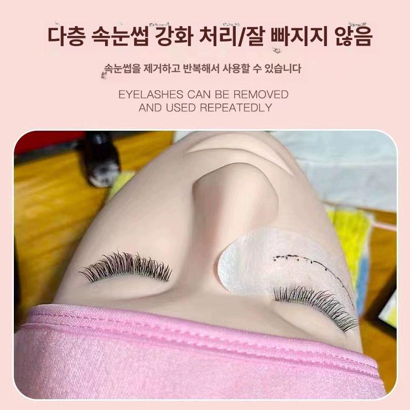 속눈썹 연장 마네킹 실습 실습용 메이크업 미용 머리 눈꺼풀 연습 시뮬레이션 얼굴 실기 2층 속눈썹 교체 핑크+3쌍 새내기 - 상세 이미지 3