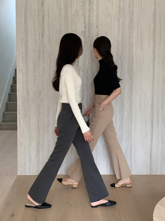 베노드 쫀쫀 하이웨스트 세미 부츠컷 슬랙스 ps5379 - 상세 이미지 3