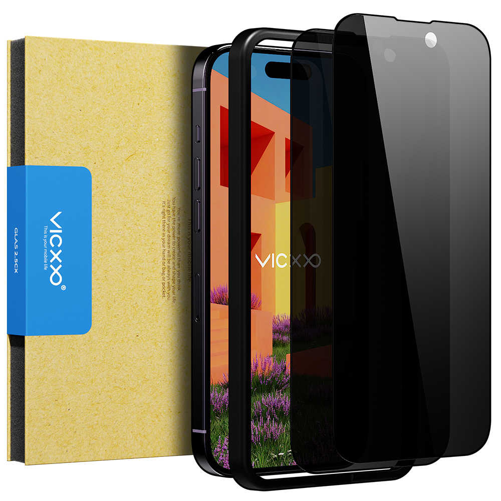 빅쏘 2.5CX 사생활 보호필름 강화유리 아이폰14 프로, 2매입