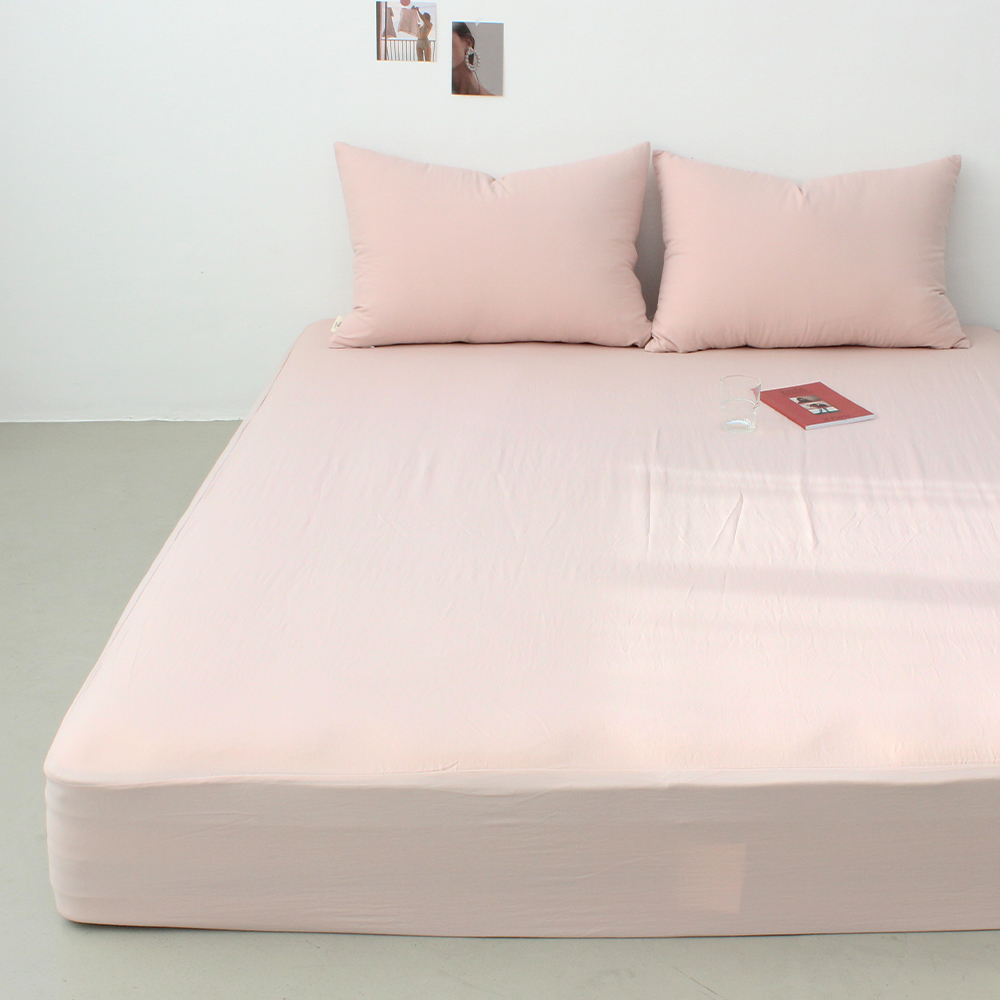 부드러운 아멜리 워싱 사계절 매트리스커버 클라우드 핑크, Q(퀸)