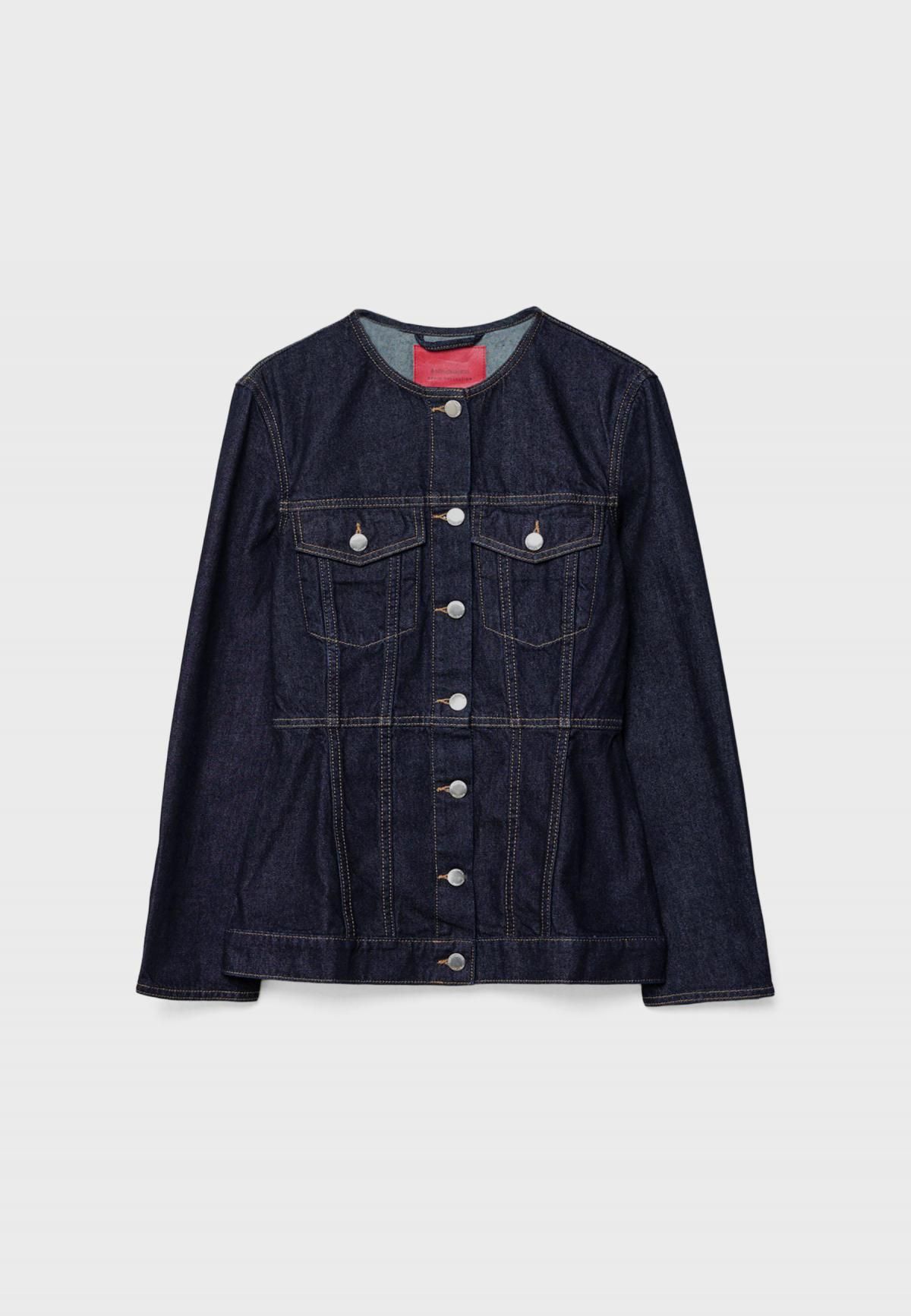 스트라디바리우스 슬림핏 라운드넥 데님 재킷 5729/861 RINSE BLUE DENIM - 메인 이미지