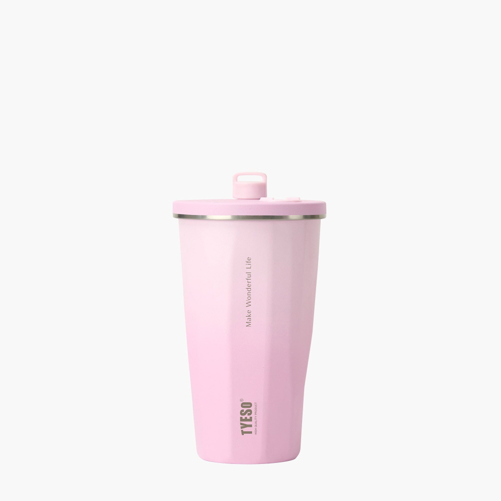 TYESO 스텐 텀블러 올스텐 대용량 텀블러 보냉 보온 빨대 직장인 운동 600ml, 사쿠라 - 상품 이미지