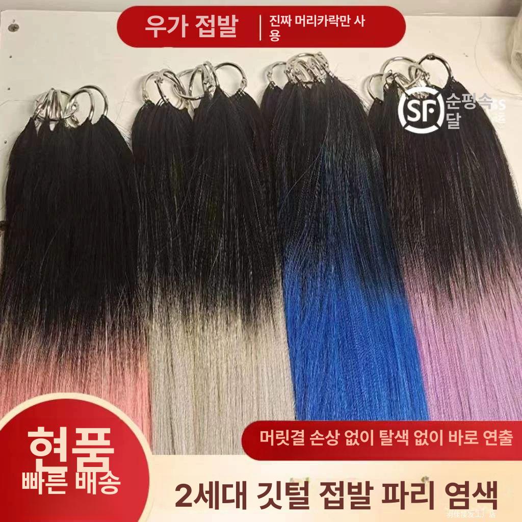 노팁붙임머리 투톤 염색 붙임 특수컬러 깃털 색상 - 상품 이미지