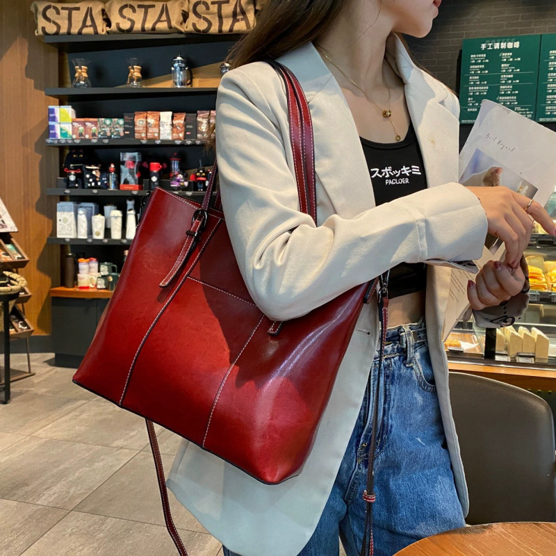 소가죽 여성 가방 대용량 숄더백 실용적인 데일리 패션 디자인 편안하고 캐주얼한 외출용 가방 - 상세 이미지 3