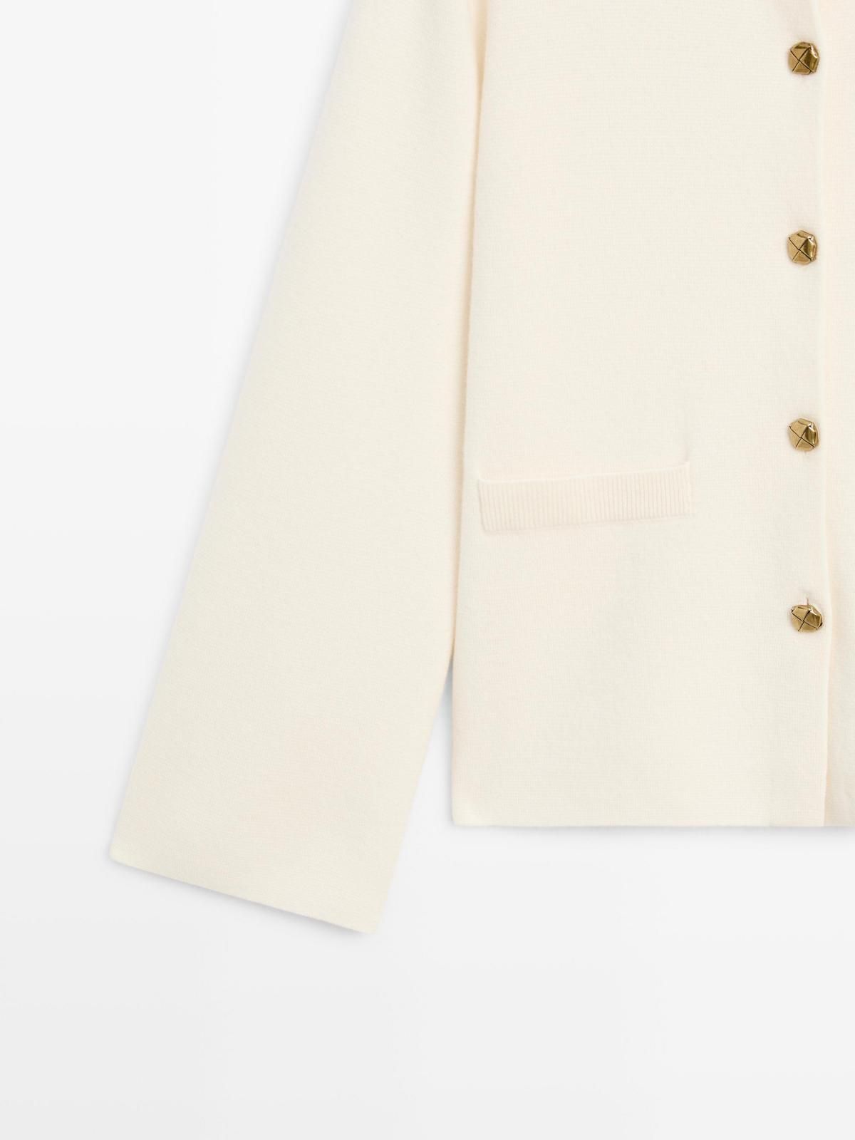 마시모두띠 울 라운드넥 버튼업 니트 가디건 5759/588 OFF WHITE - 상세 이미지 4