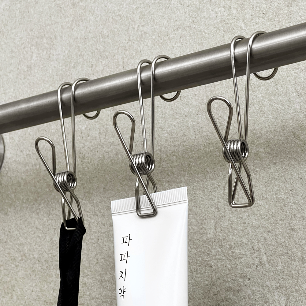 304 스텐 고리 집게 걸이 후크 파티션 싱크대 고무장갑 모자 집게 1pc - 상품 이미지