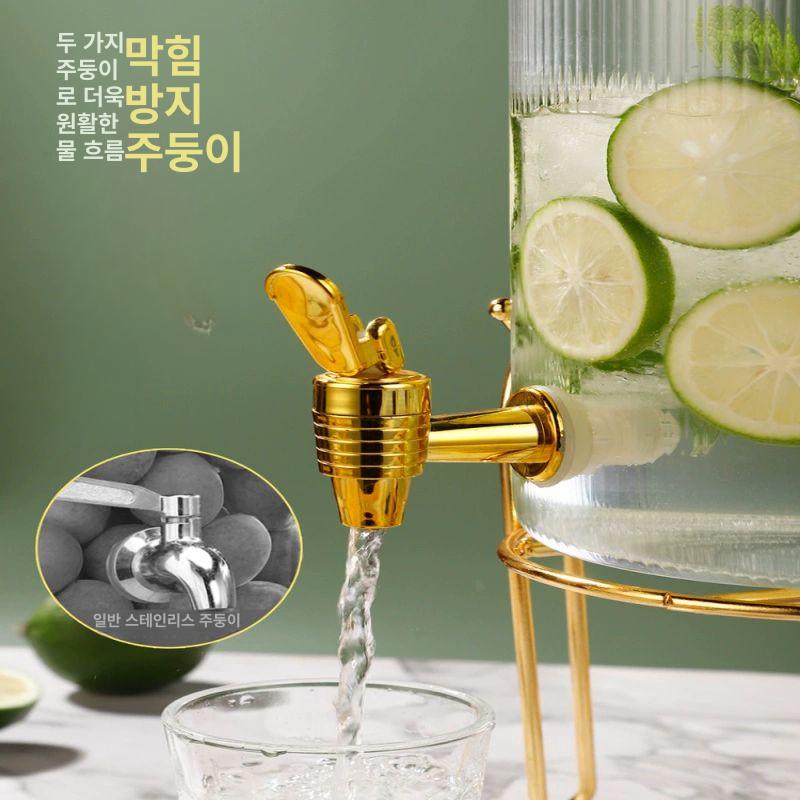 수정과 식혜 냉수통 디스펜서 음료 냉음료 쥬스 조식 식당 후식 주스 업소용 뷔페 부페 세로 패턴 4L+세라믹 커버가 있는 - 상세 이미지 4