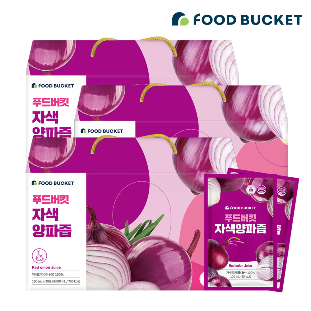 푸드버킷 물없이 통째로 착즙한 자색양파즙 30포, 3개 - 상품 이미지