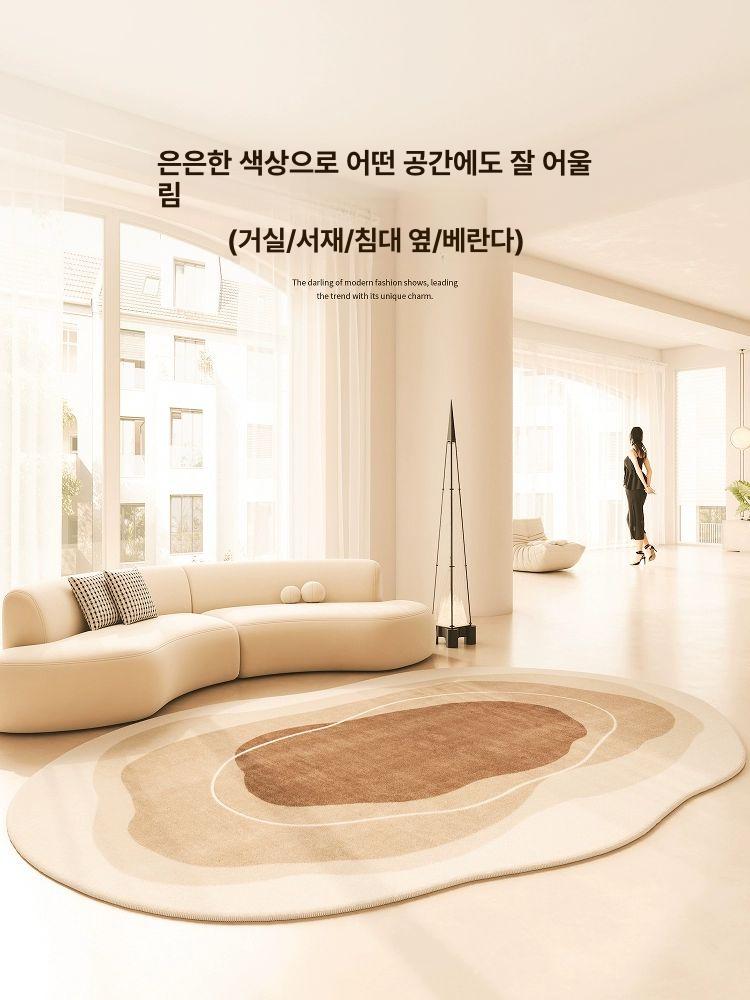 팬션 카페트 원룸 침대밑 거실 타원형 실크 원색 방수 대형 공부방 침실 크림코코01 보르소 벨벳 300x450CM 세척 가능 관리 용이 - 상세 이미지 5